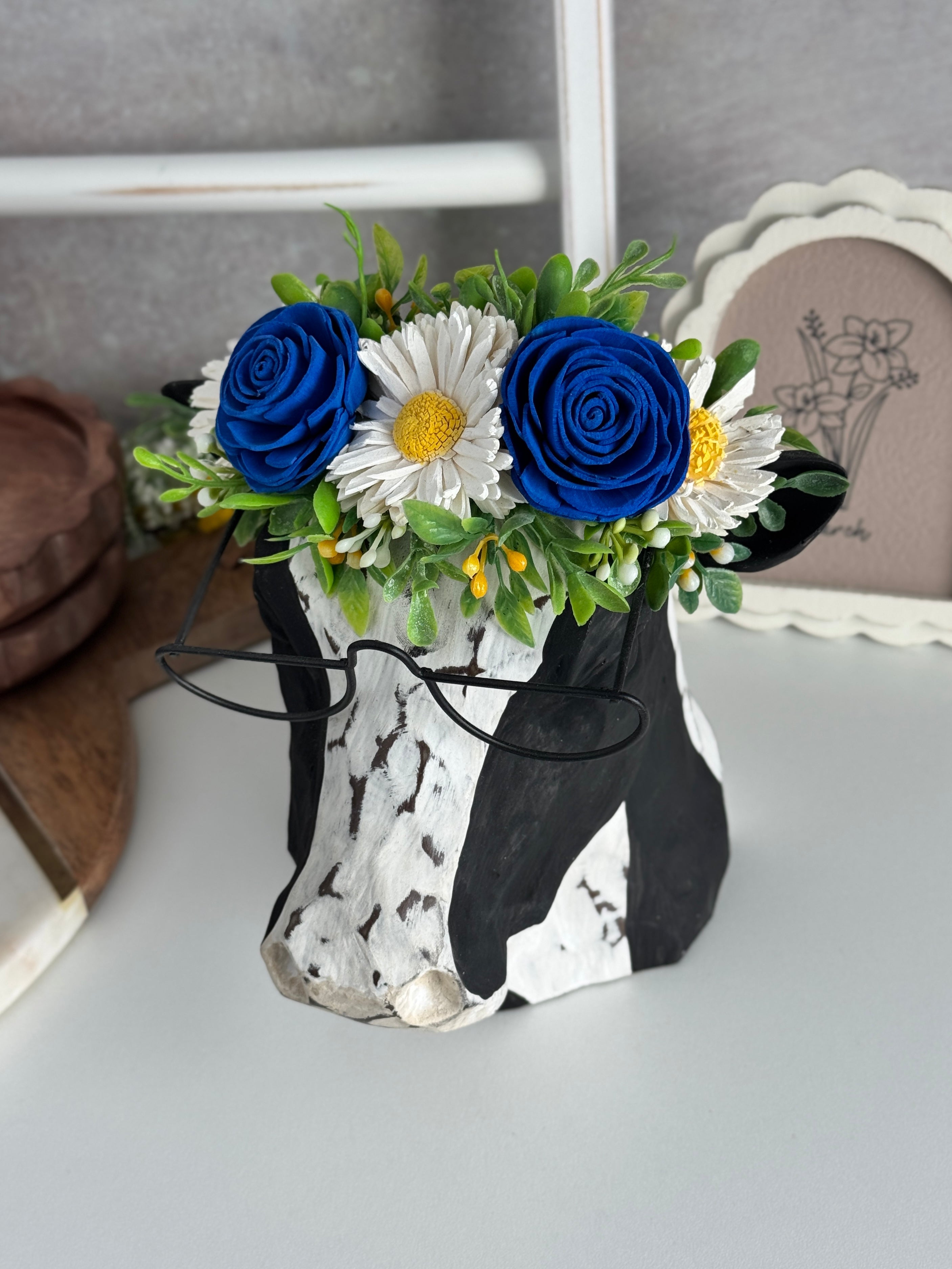 Flower Crown Cow | Royal Blue Flower Crown - Sola Wood Flowers | Handcrafted in Austin, TX by Sola Flower Sam