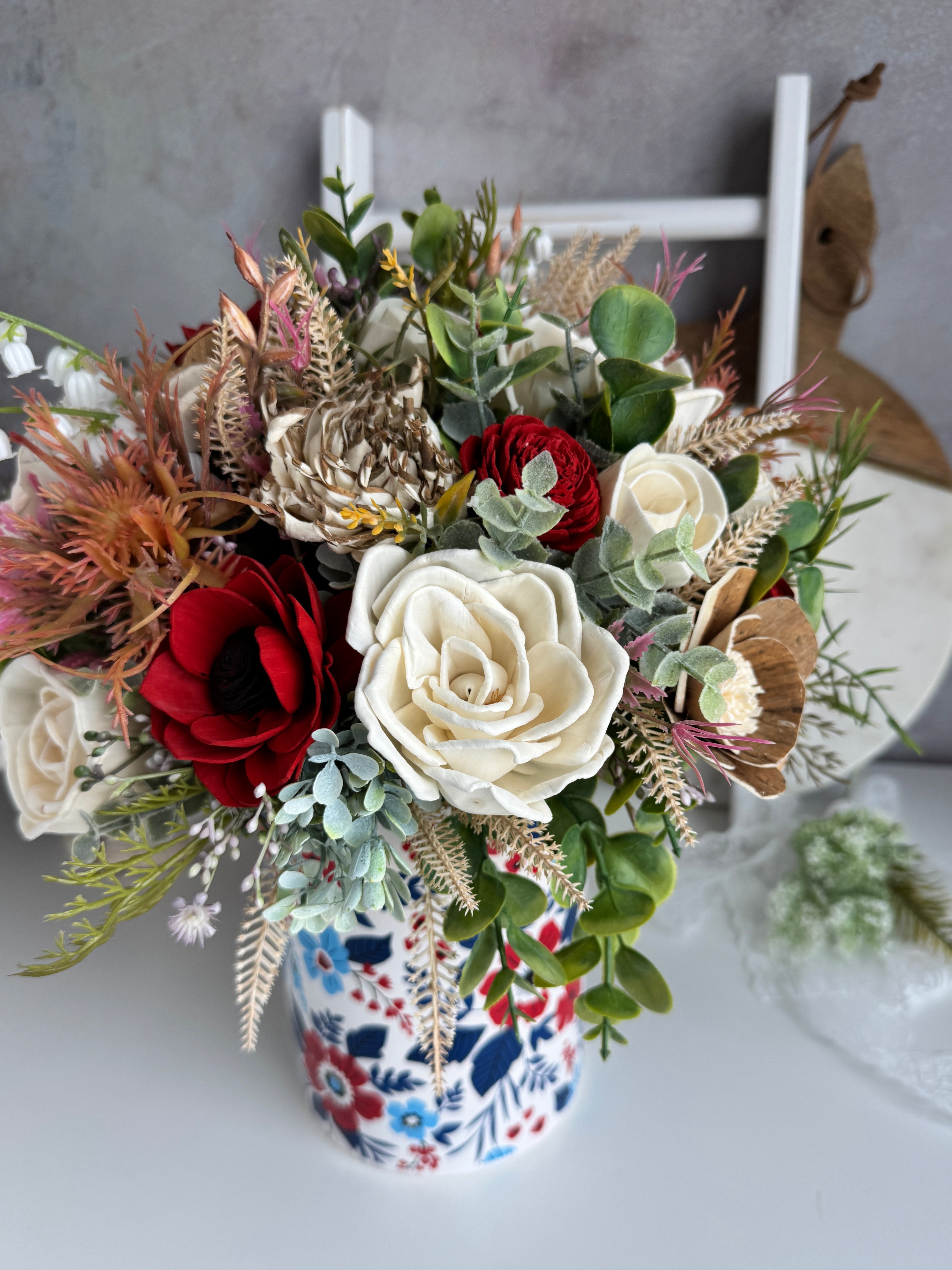 Georgetown Red Themed | Wood Flower Arrangement - Sola Wood Flowers | Handcrafted in Austin, TX by Sola Flower Sam