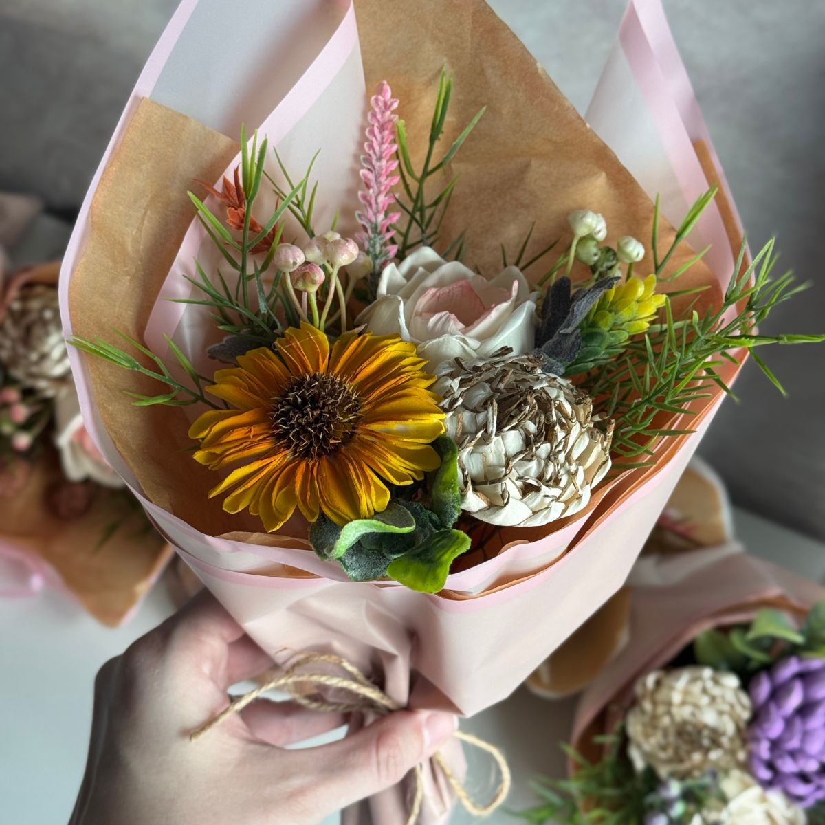 Golden Meadow | hand - tied bouquet - Sola Wood Flowers | Handcrafted in Austin, TX by Sola Flower Sam