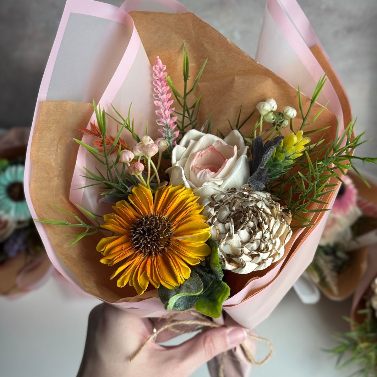 Golden Meadow | hand - tied bouquet - Sola Wood Flowers | Handcrafted in Austin, TX by Sola Flower Sam