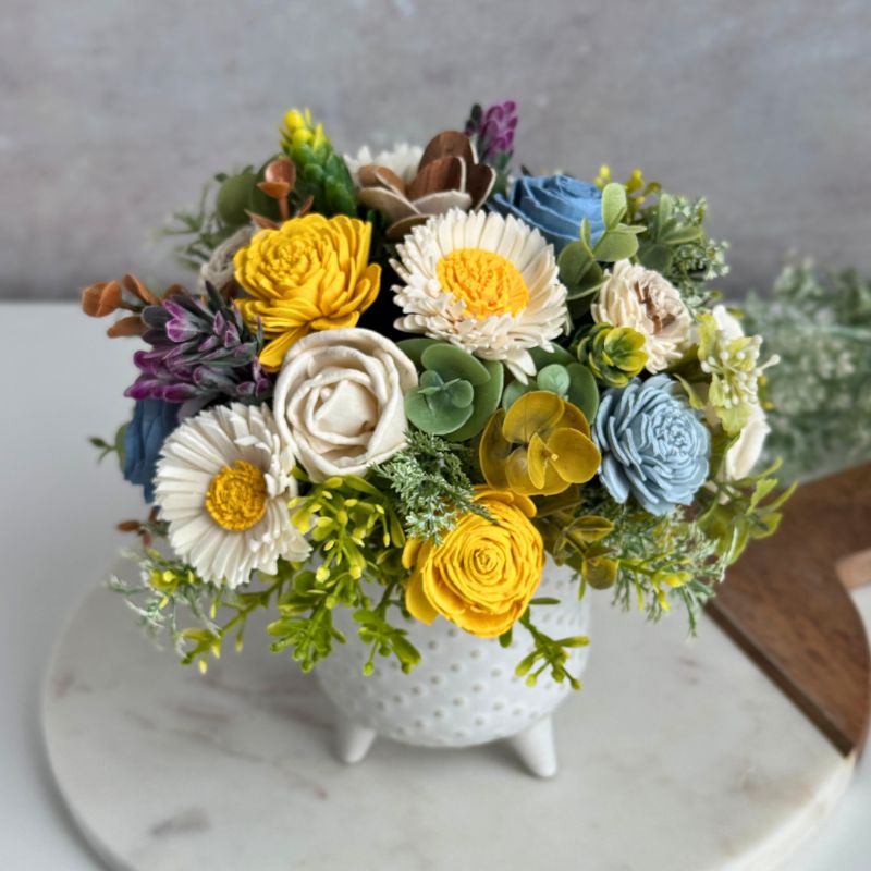 Golden Skies Blue & Yellow Sola Wood Flower – Small - Sola Wood Flowers | Handcrafted in Austin, TX by Sola Flower Sam