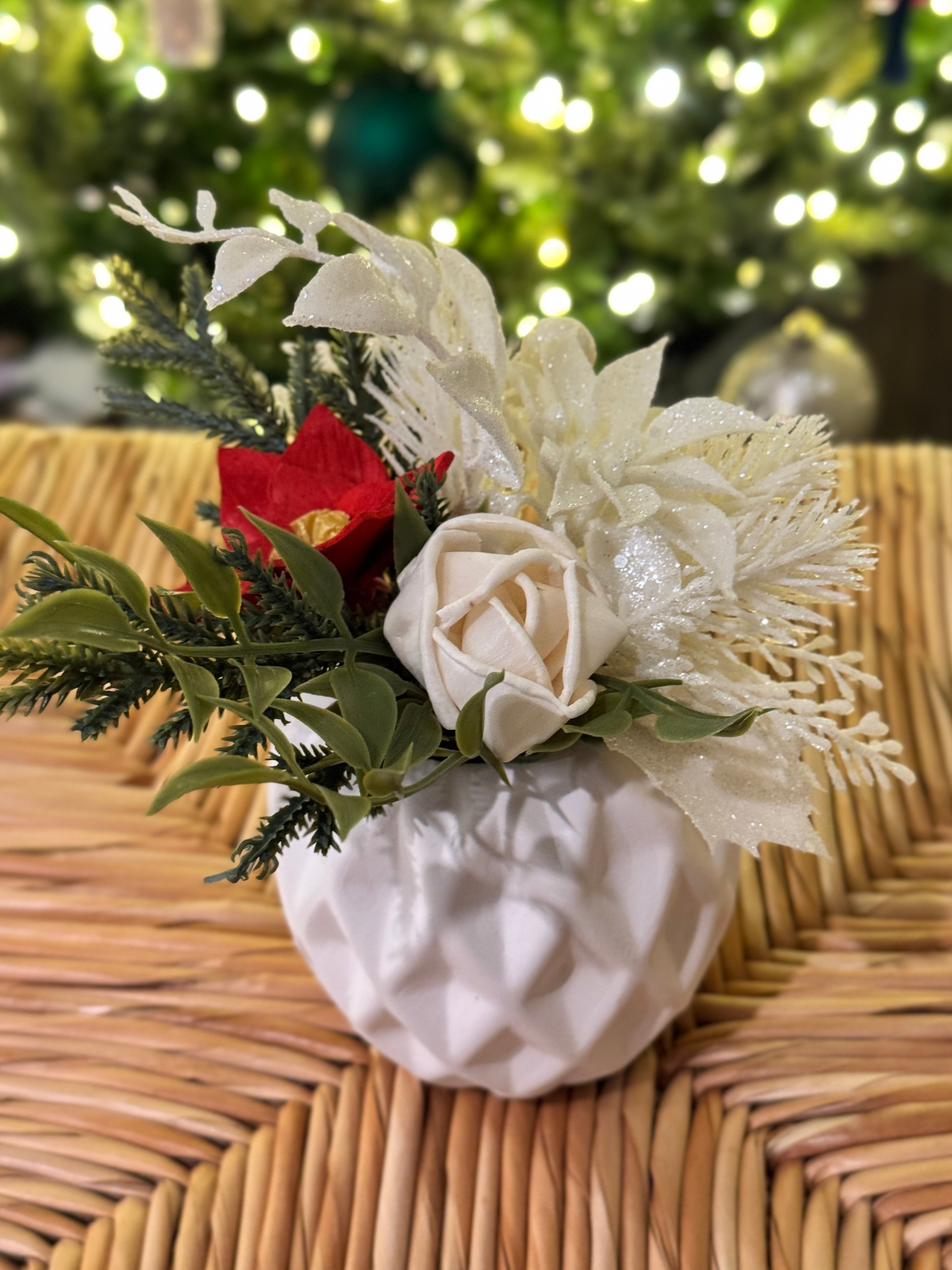 Holiday Mini Sola Flower Arrangement – Cozy Cabin Red - Sola Wood Flowers | Handcrafted in Austin, TX by Sola Flower Sam