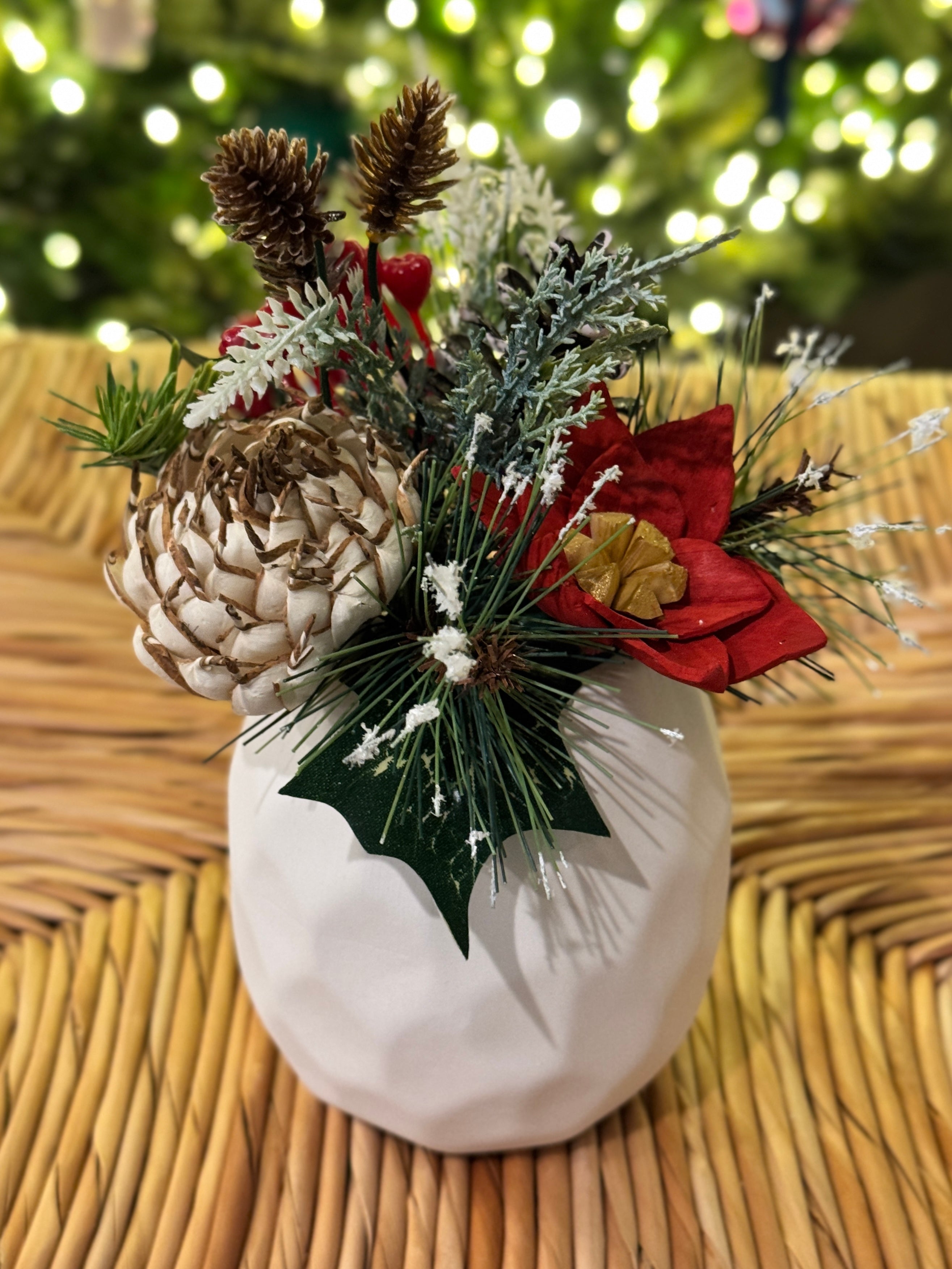 Holiday Mini Sola Flower Arrangement – Frosted Elegance - Sola Wood Flowers | Handcrafted in Austin, TX by Sola Flower Sam