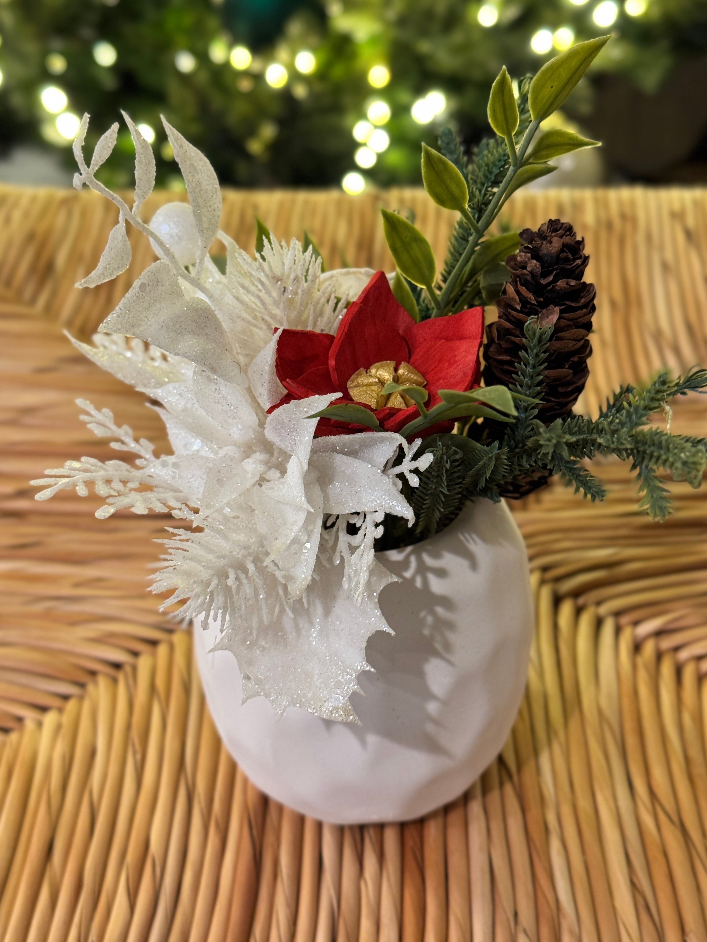 Holiday Mini Sola Flower Arrangement – Rustic Evergreen - Sola Wood Flowers | Handcrafted in Austin, TX by Sola Flower Sam