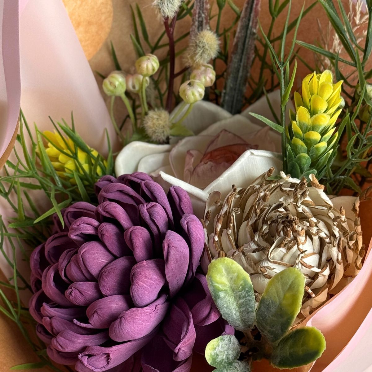 Plum & Honey| hand - tied bouquet - Sola Wood Flowers | Handcrafted in Austin, TX by Sola Flower Sam