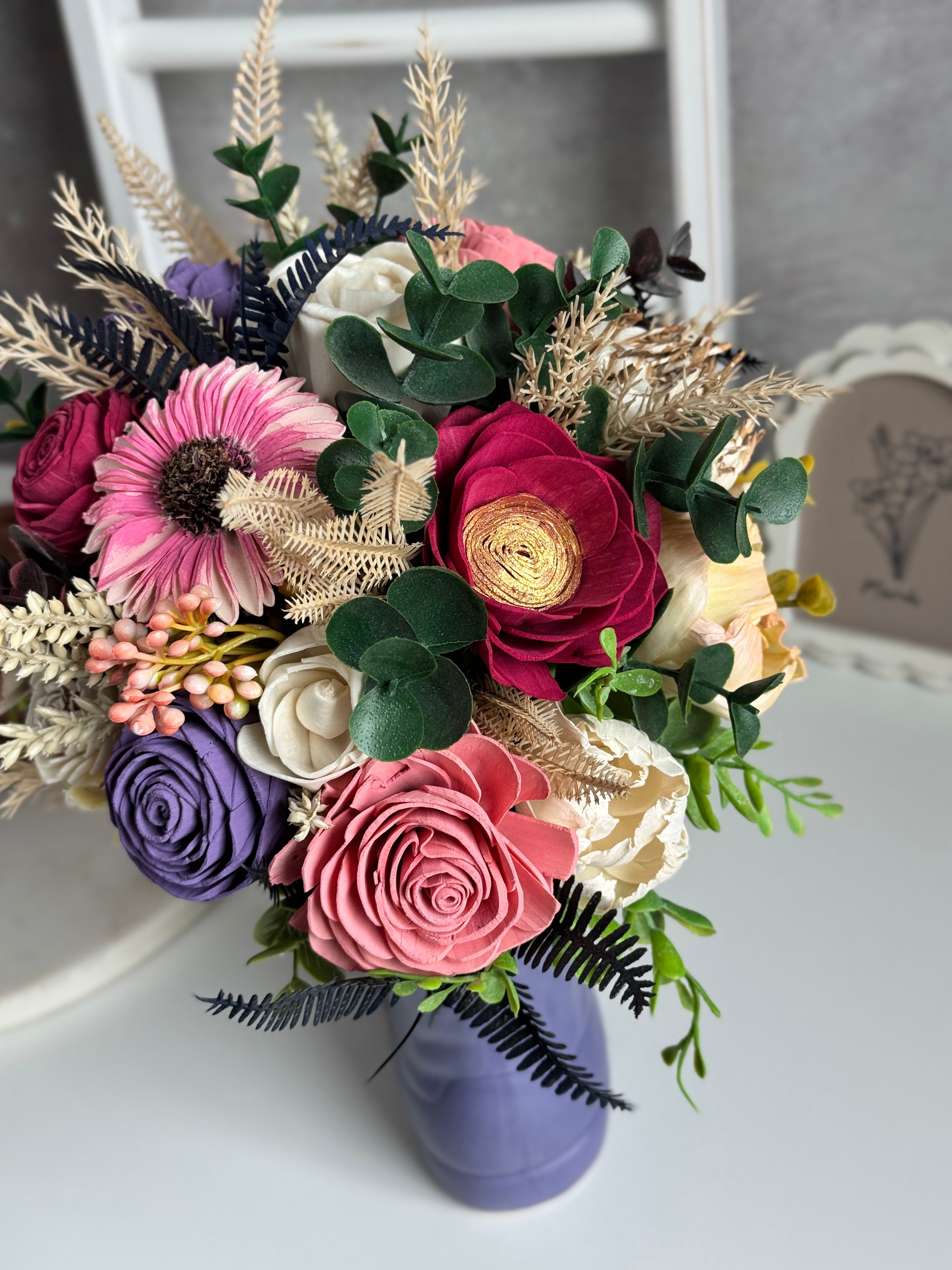 Purple Cowboy Boot Centerpiece – Southern Charm Meets Elegant Farmhouse Style - Sola Wood Flowers | Handcrafted in Austin, TX by Sola Flower Sam