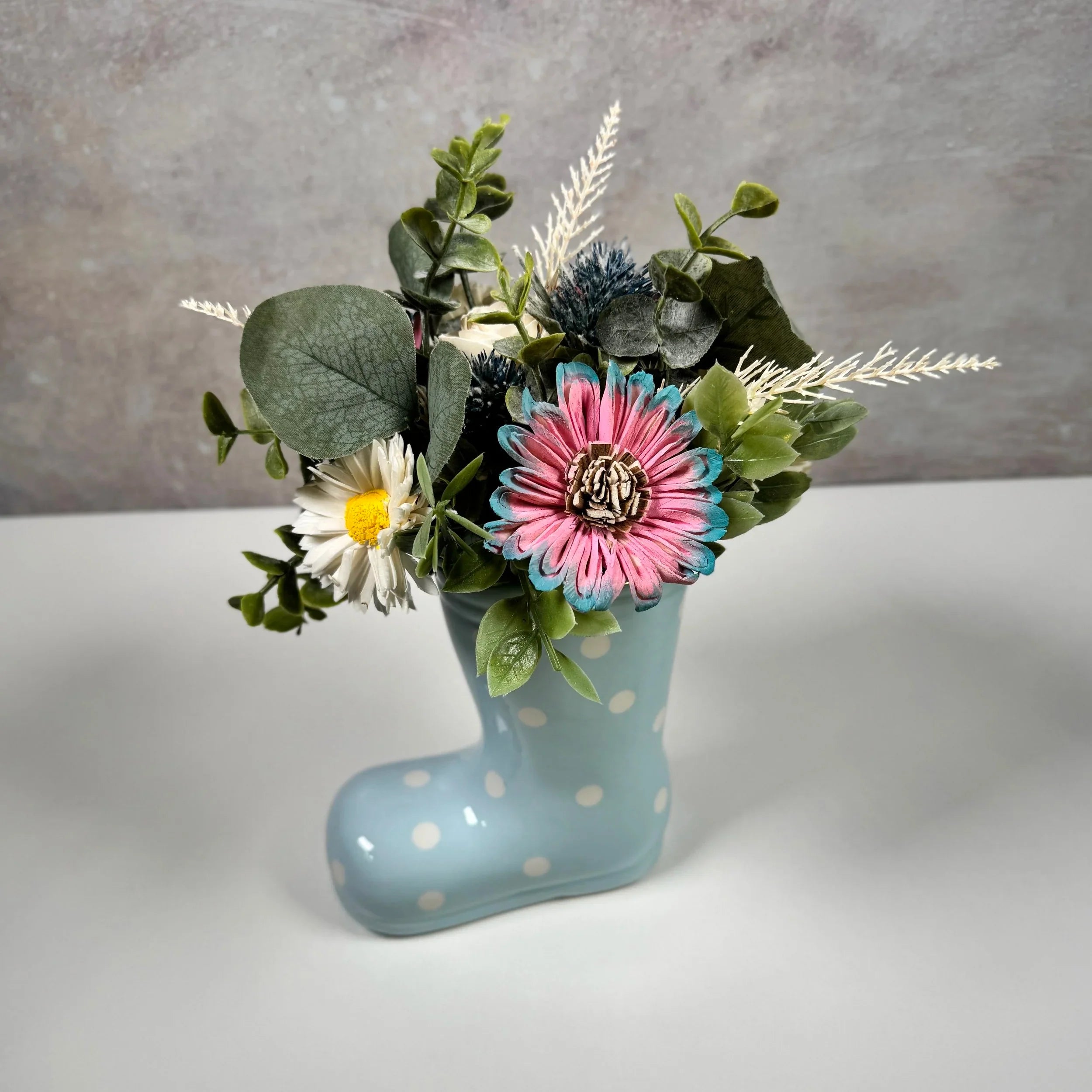 Rain Boot Vase | Blue - Sola Wood Flowers | Handcrafted in Austin, TX by Sola Flower Sam