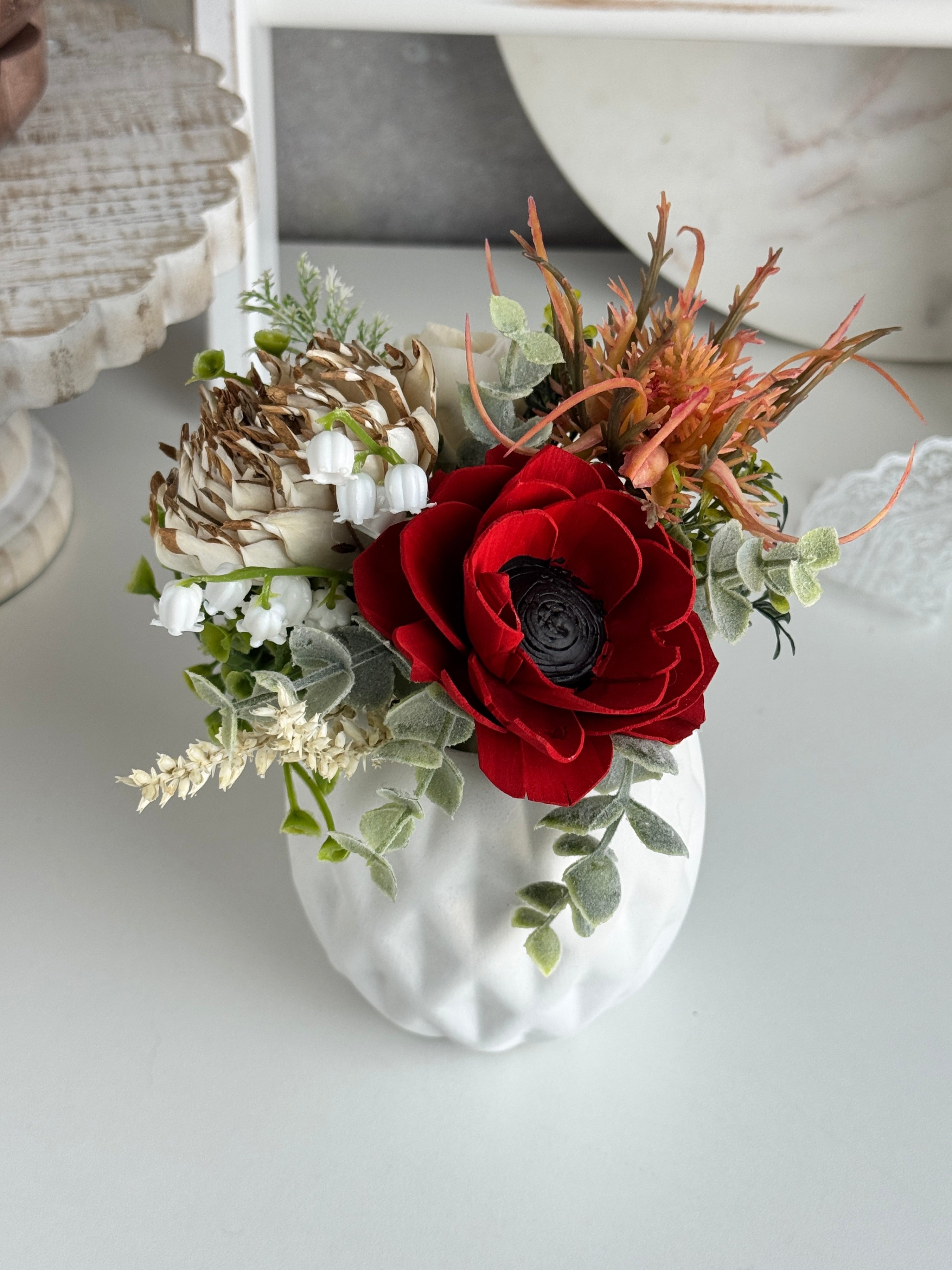 Red Poppy Wood Flower Mini - Sola Wood Flowers | Handcrafted in Austin, TX by Sola Flower Sam