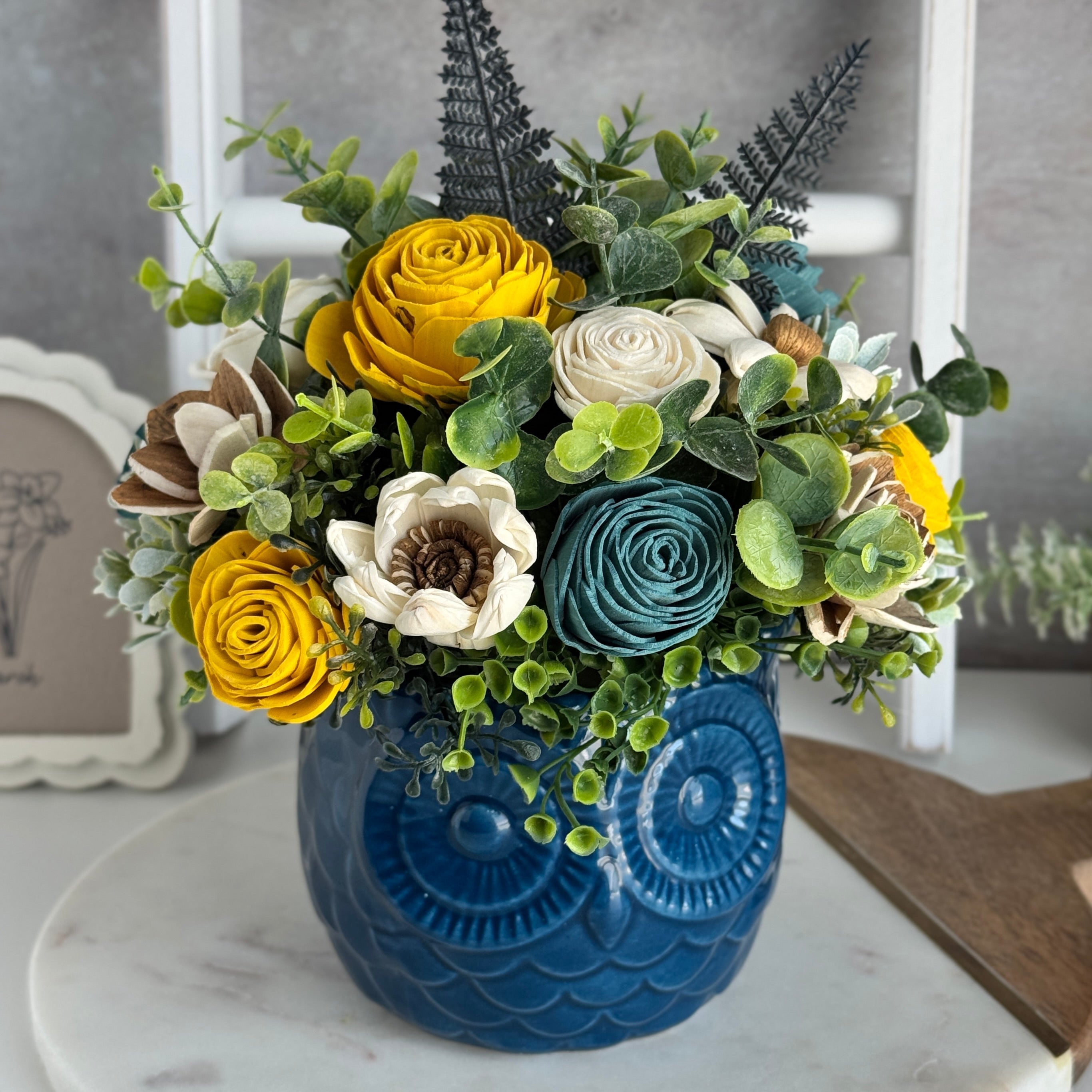 Rosalie Owl Wood Flower Design - Sola Wood Flowers | Handcrafted in Austin, TX by Sola Flower Sam