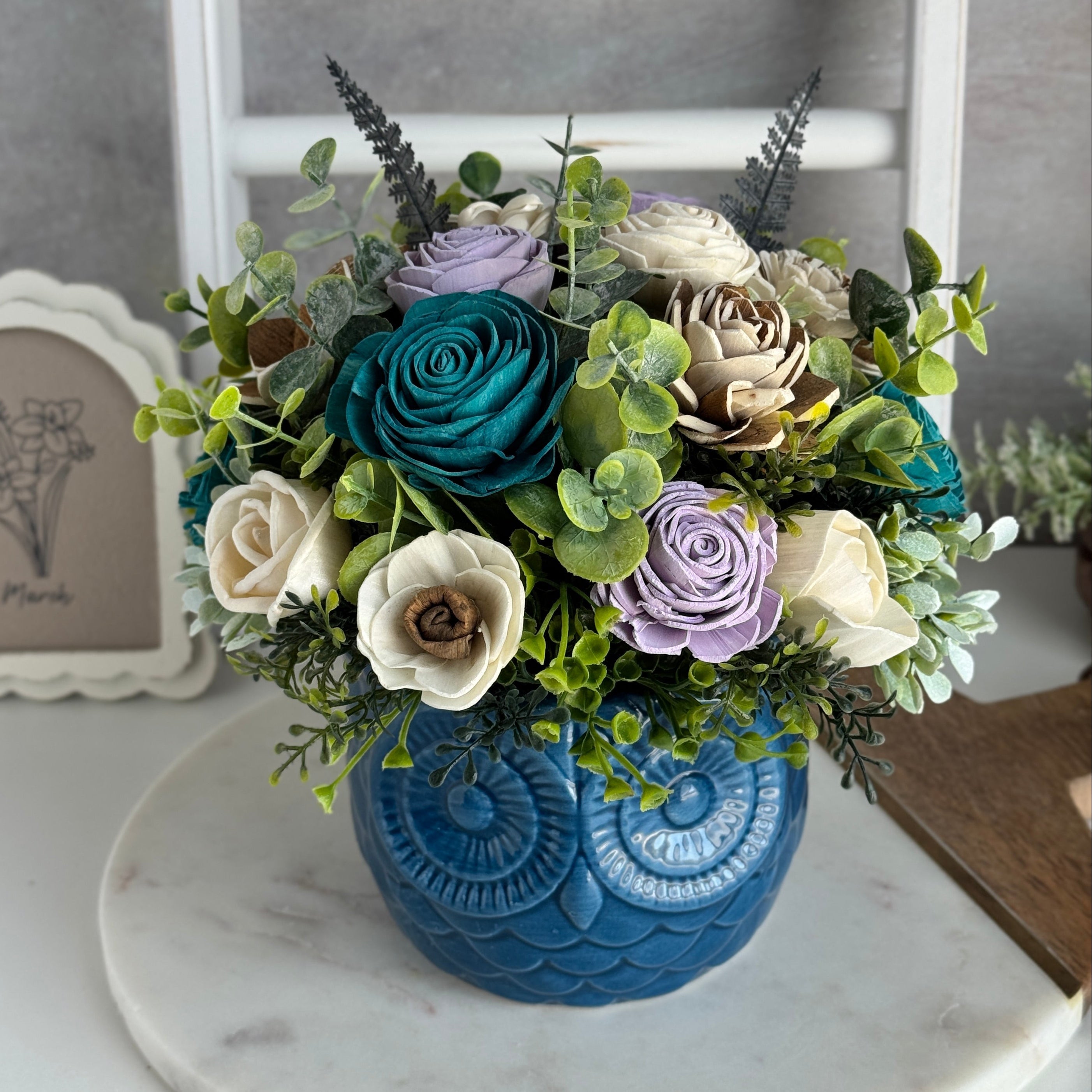 Sylvie Owl Wood Flower Design - Sola Wood Flowers | Handcrafted in Austin, TX by Sola Flower Sam