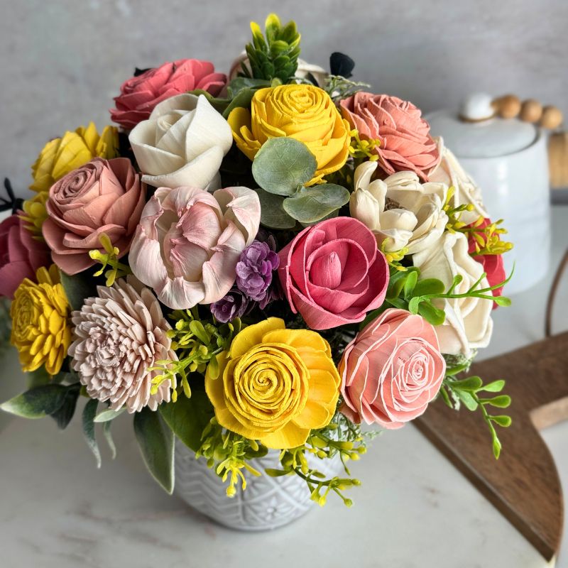 Vanessa Yellow, Pink & Peach Sola Wood Flower – Small - Sola Wood Flowers | Handcrafted in Austin, TX by Sola Flower Sam