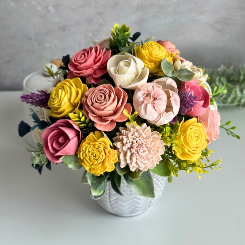 Vanessa Yellow, Pink & Peach Sola Wood Flower – Small - Sola Wood Flowers | Handcrafted in Austin, TX by Sola Flower Sam