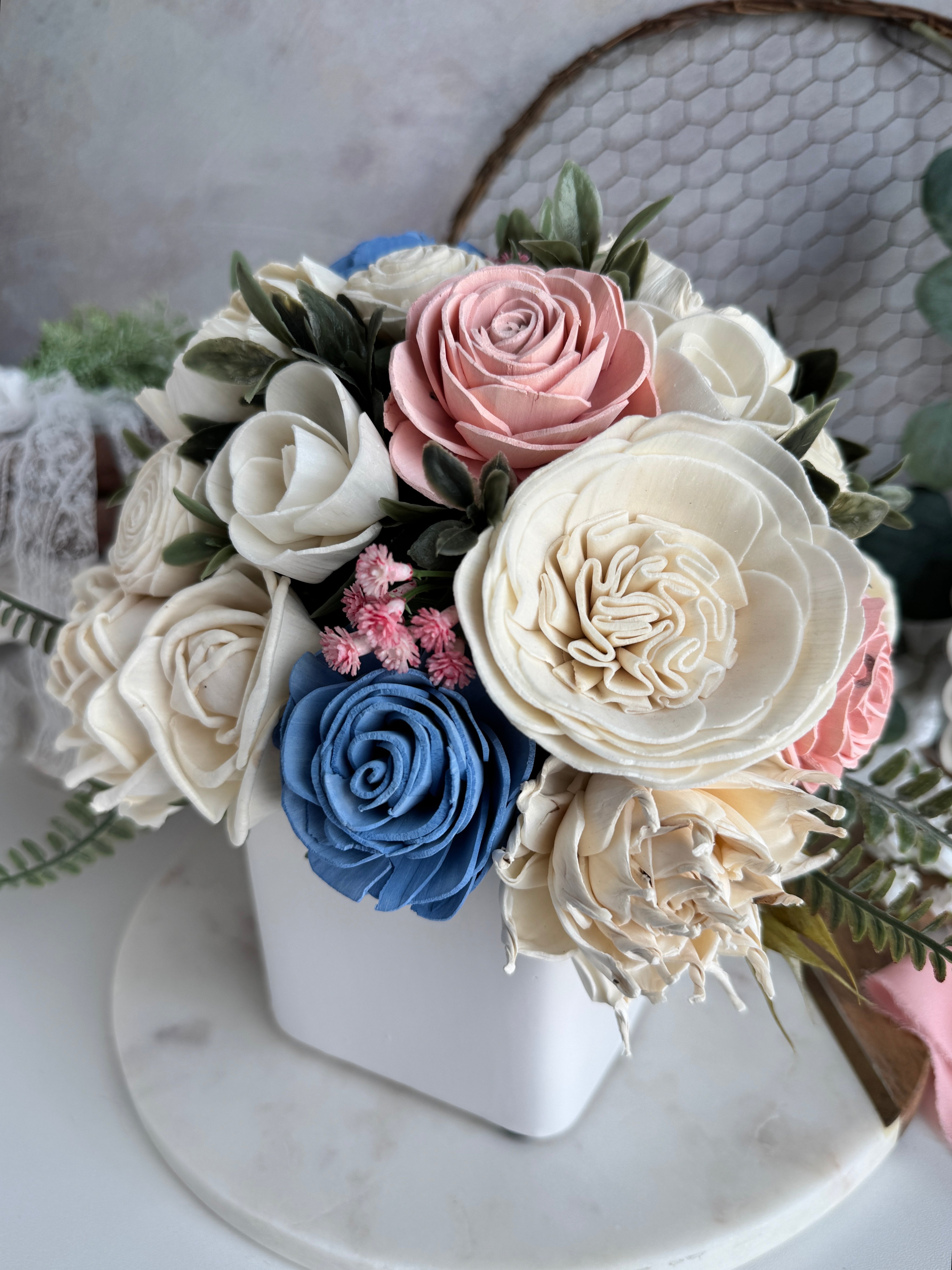 White Planter Sola Wood Flowers | Modern Faux Florals