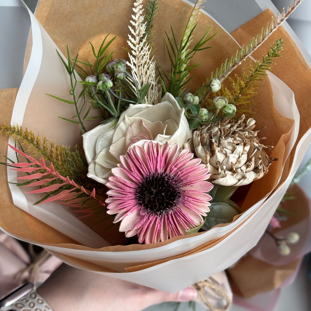 Wild Raspberry | hand - tied bouquet - Sola Wood Flowers | Handcrafted in Austin, TX by Sola Flower Sam