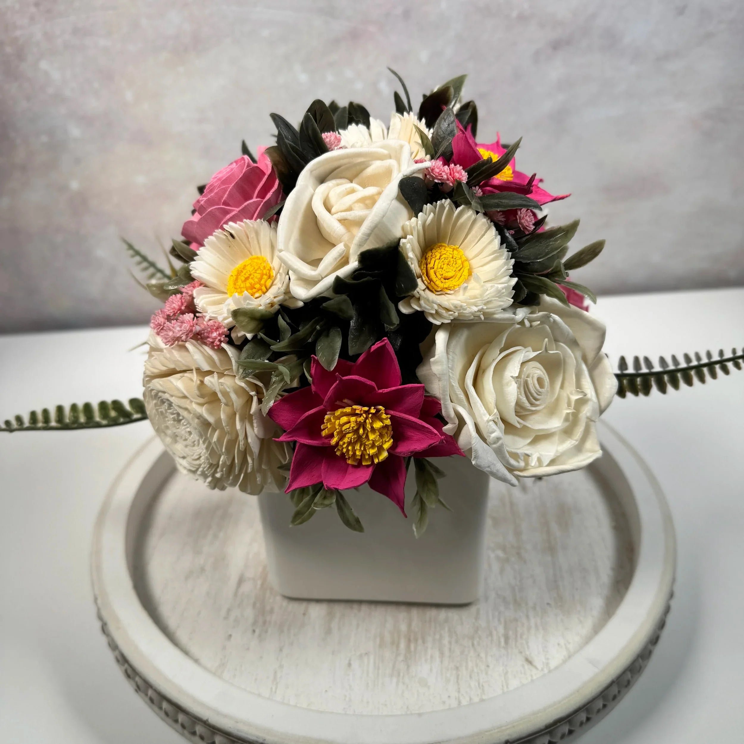 White Planter | Pinking of You Star Flower - Sola Wood Flowers | Handcrafted in Austin, TX by Sola Flower Sam