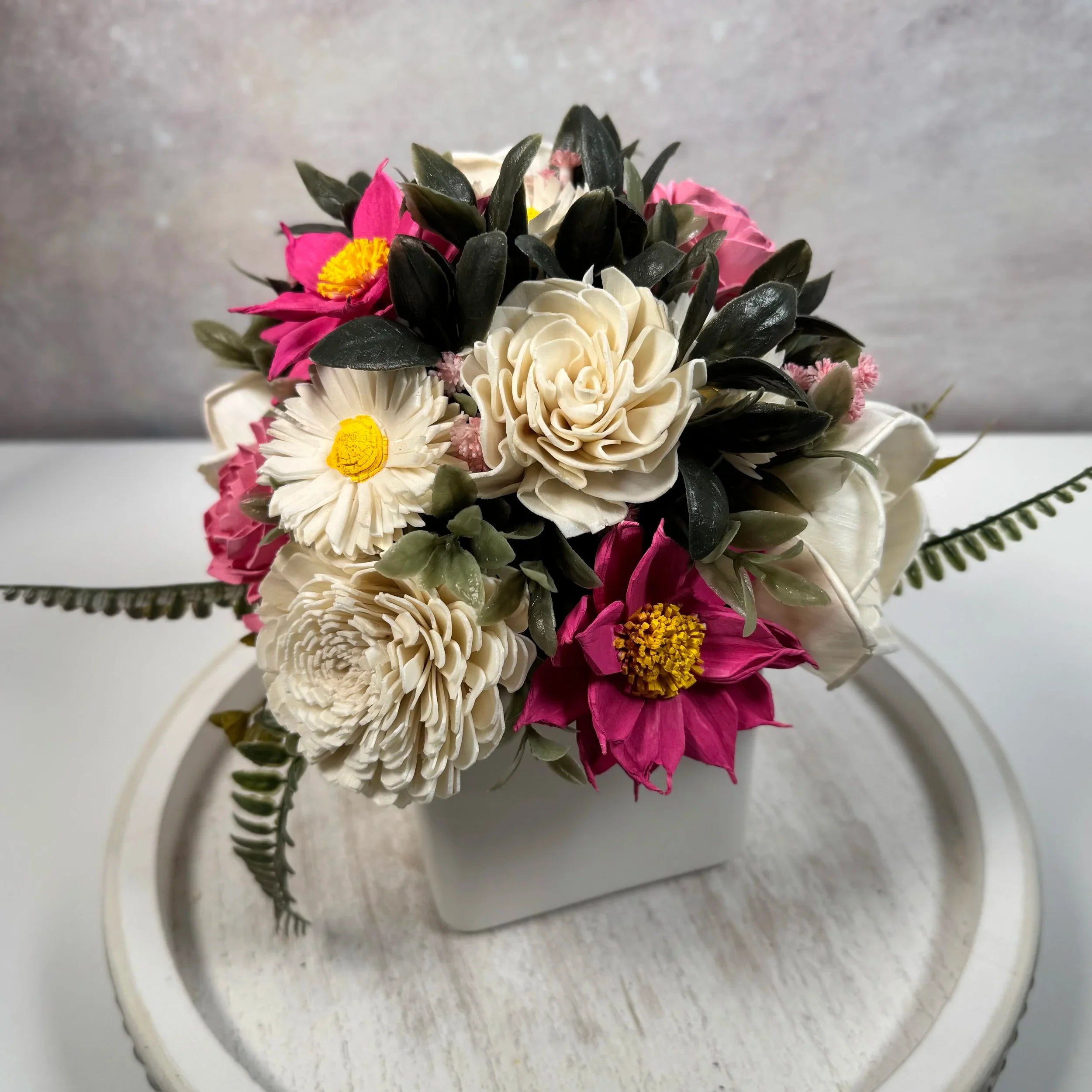 White Planter | Pinking of You Star Flower - Sola Wood Flowers | Handcrafted in Austin, TX by Sola Flower Sam