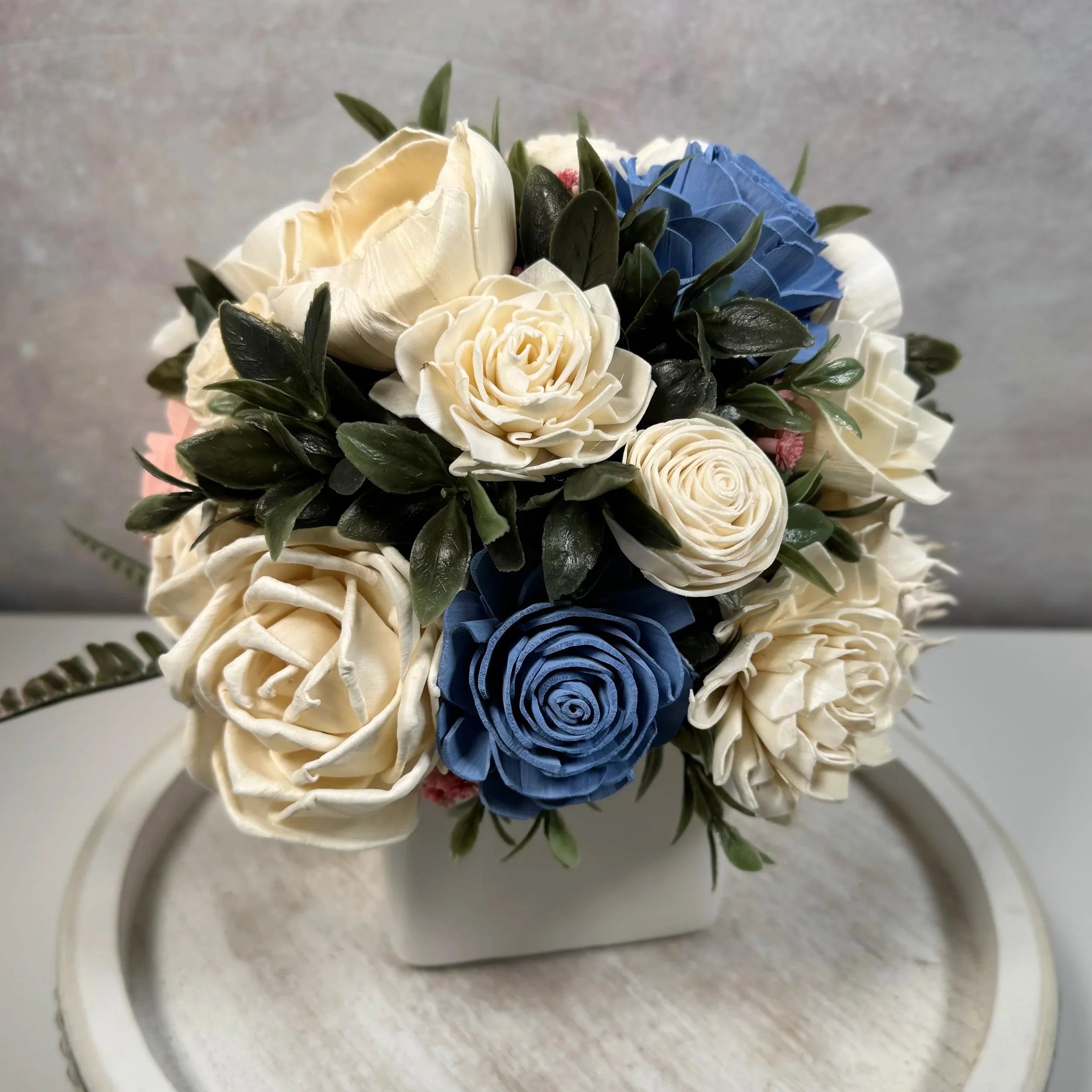 White Planter | Vanilla Blue - Sola Wood Flowers | Handcrafted in Austin, TX by Sola Flower Sam